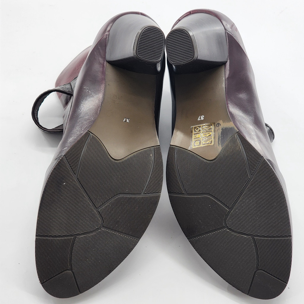 SPRING STEP Chapeco Mary Jane Leather Heels Burgundy Black Size 37 (US 6.5–7) - Picture 7 of 7
